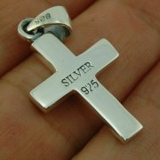Medium Thick Sterling Silver Cross Pendant, pn6