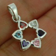 Mix Color CZ Heart Shape Star David  Pendant, p410