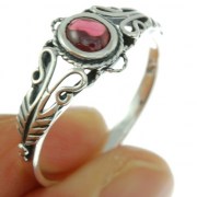 Native American Garnet Ring, 925 Sterling Silver, r490