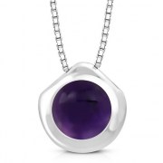 Amethyst Round Silver Pendant, p100