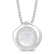 Rainbow Moonstone Round Silver Pendant, p100