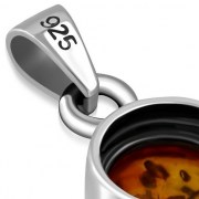 Amber Round Silver Pendant, p116