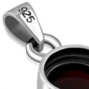 Garnet Round Silver Pendant, p116