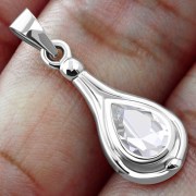 Clear CZ Drop Silver Pendant, p118