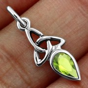 Peridot CZ Tiny Celtic Trinity Knot Pendant, p346