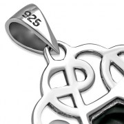 Hexagon Abalone Round Celtic Knot Silver Pendant, p474