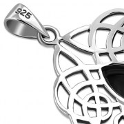 Black Onyx Trinity Knot Silver Pendant, p496