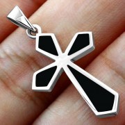 Black Onyx Silver Cross Pendant, p500
