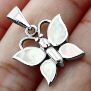 Mother of Pearl Butterfly Silver Pendant, p513
