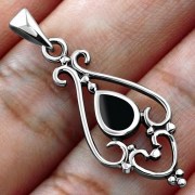 Black Onyx Silver Pendant, p515