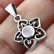 Mother of Pearl Petal Hearts Silver Pendant, p520