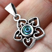 Abalone Petal Hearts Silver Pendant, p520