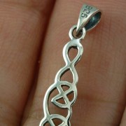Long Light Celtic Knot Silver Pendant, pn586