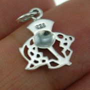 Tiny, Light, Thistle Sterling Silver Pendant, pn604