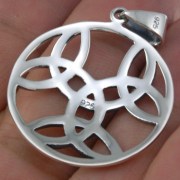 Large Round Trinity Knot Silver Pendant, pn615