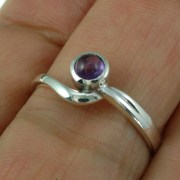 Spiral Amethyst Stone Silver Ring, r73