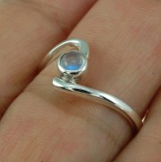 Rainbow Moonstone Curved Silver Ring, r74