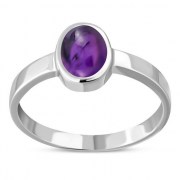 Simple Silver Amethyst Band Ring, r164