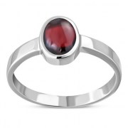 Simple Silver Garnet Band Ring, r164