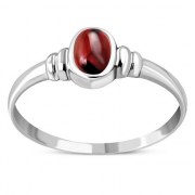 Delicate Garnet Silver Ring