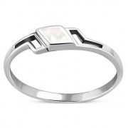 Mother of Pearl Sea Shell Silver Ring, r474