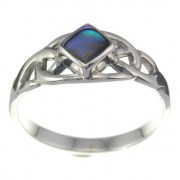 Celtic Knot Abalone Shell Silver Ring, r534