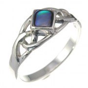 Celtic Knot Abalone Shell Silver Ring, r534