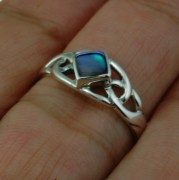 Celtic Knot Abalone Shell Silver Ring, r534