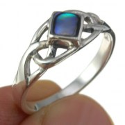Celtic Knot Abalone Shell Silver Ring, r534
