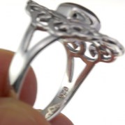 Round Abalone Celtic Knot Silver Ring, r536