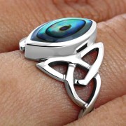Abalone Celtic Knot Silver Ring, r550