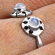 Open Silver Ring w Rainbow Moonstone, r576