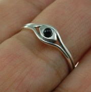 Evil Eye Black Onyx Silver Ring, r579