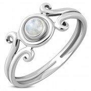 Rainbow Moonstone Silver Ring, r577