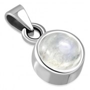 Rainbow Moonstone Round Silver Pendant, p116
