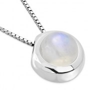 Rainbow Moonstone Round Silver Pendant, p100