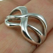 Wide braided plain simple silver ring, rp266