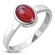 Simple Silver Garnet Band Ring, r164