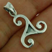 Small Triskele Triple Spiral Silver Pendant, pn133