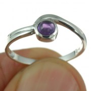 Spiral Amethyst Stone Silver Ring, r73