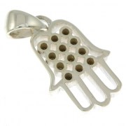 Tiny Hamsa Hoshen  Pendant w Swarovski 925 Solid Silver, p408