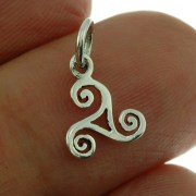Tiny Triskele Triple Spiral Sterling Silver Pendant, pn427